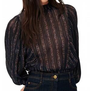 NEW SESSUN duchess jewel button blouse in plumilux